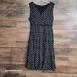 Style & Co Floral Tiered Midi Dress 2x Stretch Black White Ethereal Countrygirl
